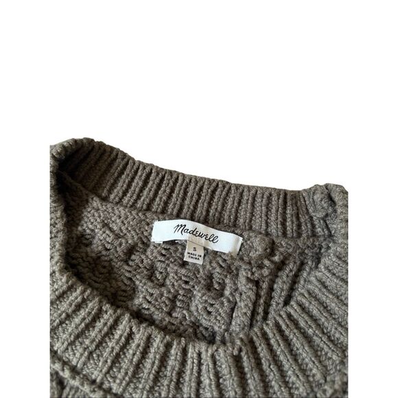 Madewell Patchwork Knit Sweater Vest size S Olive Green Cable - Picture 4 of 7